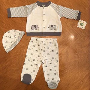 Little Me Elephant Cardigan 3-piece set 6M